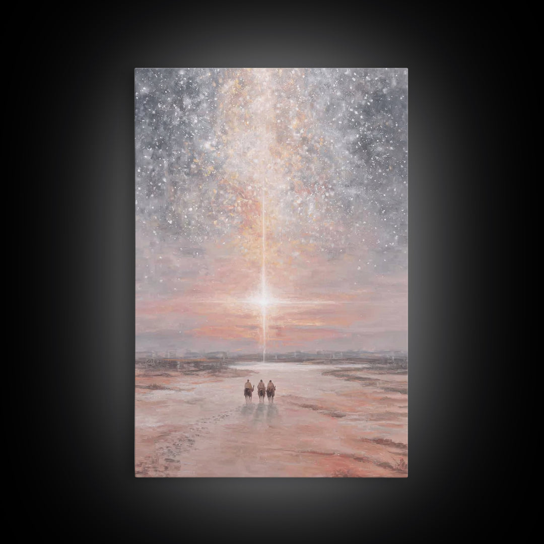 Path Of Bethlehem Light | Framed Canvas Print | Christmas Wall Art | Christian Art Canvas | Christian Christmas Art | Christmas Art Prints