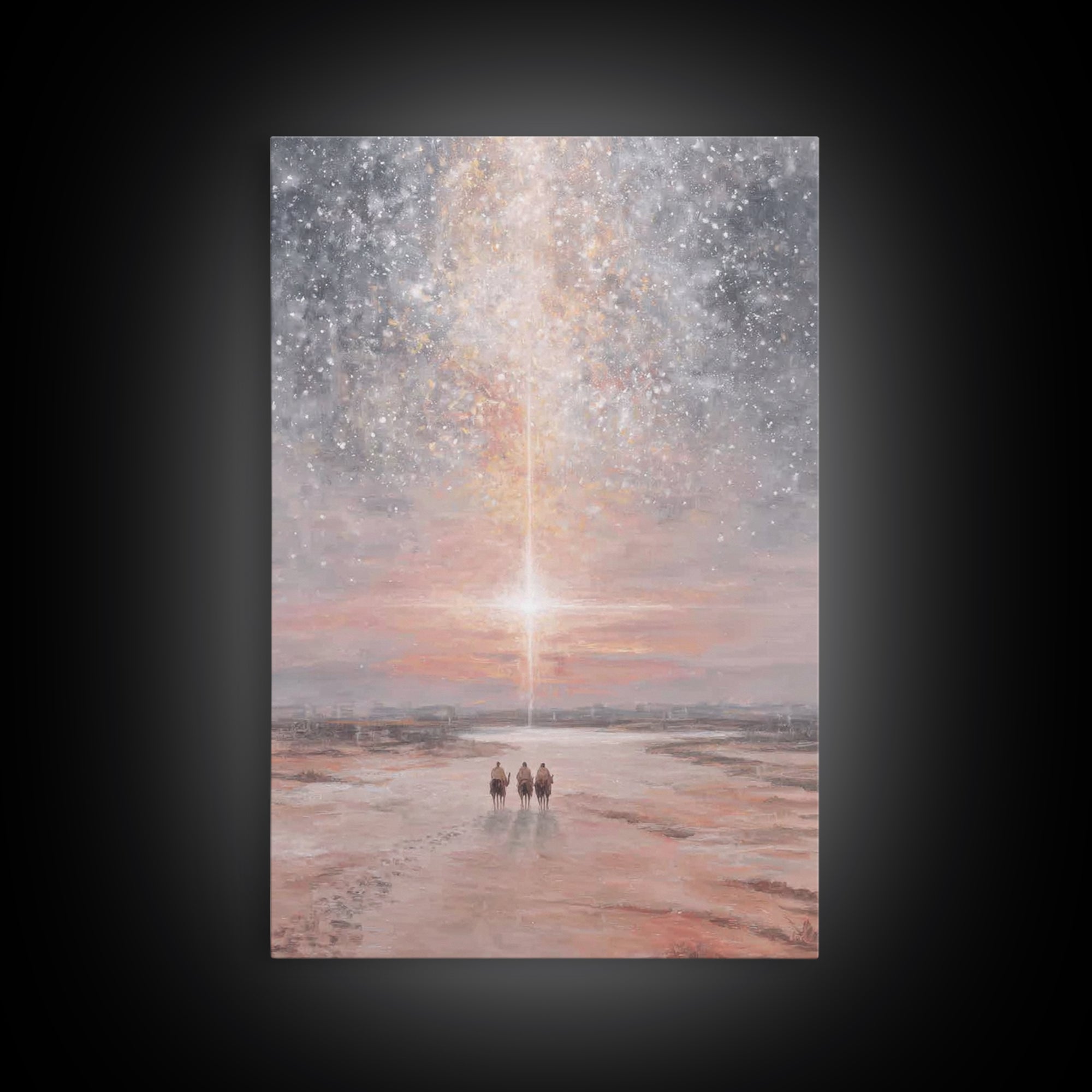 Path Of Bethlehem Light | Framed Canvas Print | Christmas Wall Art | Christian Art Canvas | Christian Christmas Art | Christmas Art Prints