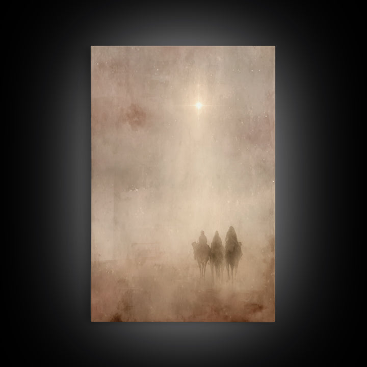 Desert Light Journey, Framed Canvas Print, Christian Christmas Art, Christian Wall Art, Christian Art Canvas, Christmas Art, Jesus Painting