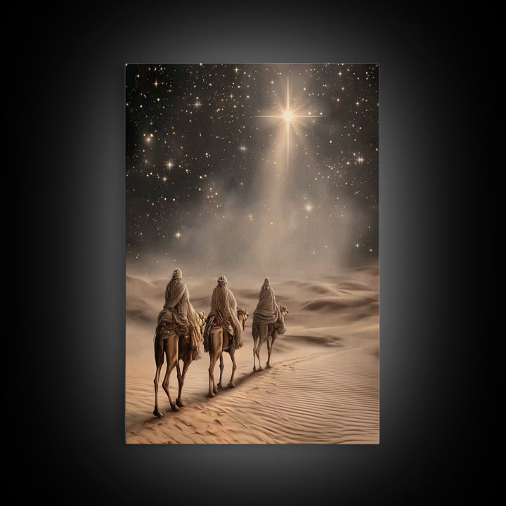 Night Wanderers | Framed Canvas Print | Christmas Wall Art | Christian Art Canvas | Christian Christmas Art | Christian Art | Jesus Paintin