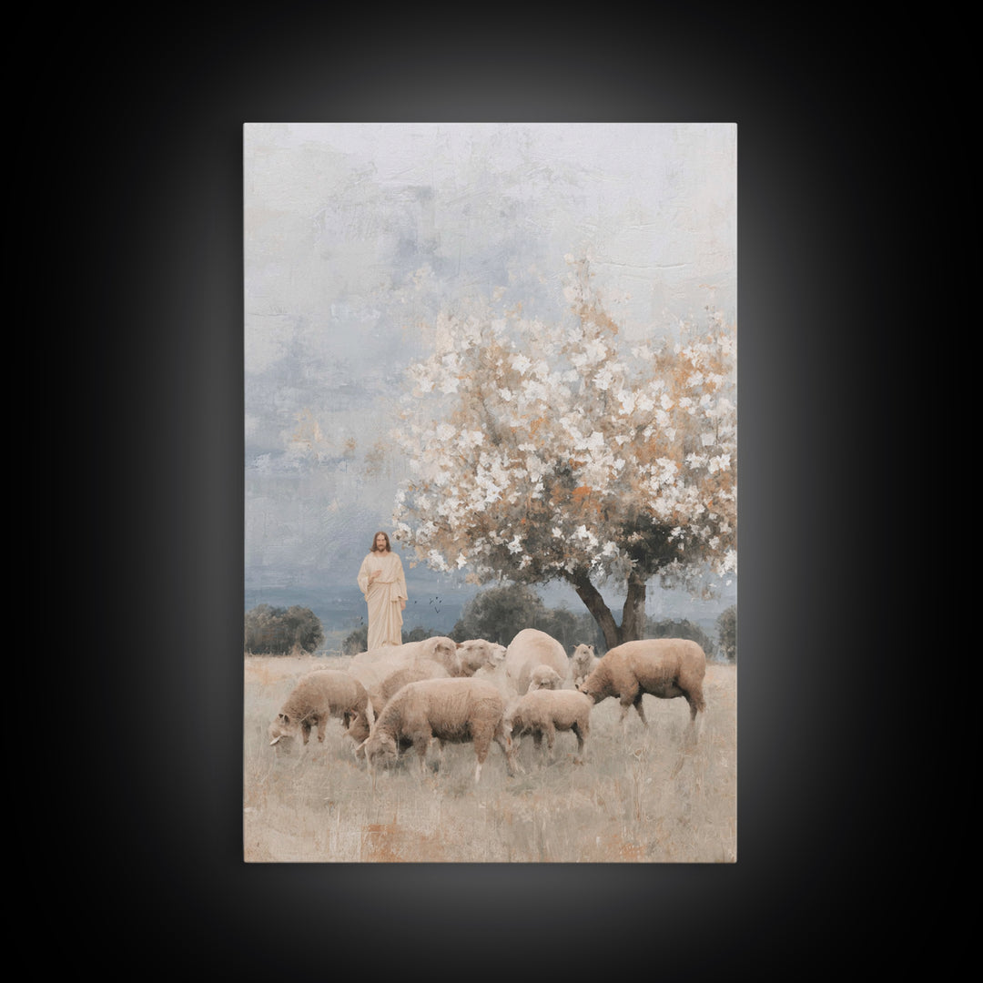 Hillside Blossoms Peace | Framed Canvas Print | Christian Wall Art | Jesus Painting | Christian Art Canvas | Christian Christmas Art