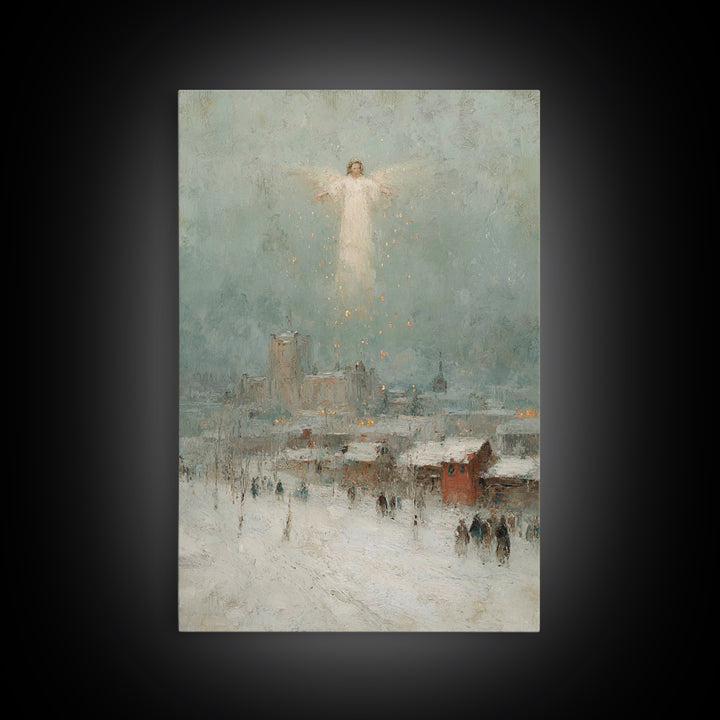 City Of Angels – Framed Canvas Print – Christian Wall Art – Christian Art Canvas – Christian Christmas Art – Christmas Art – Modern Christi