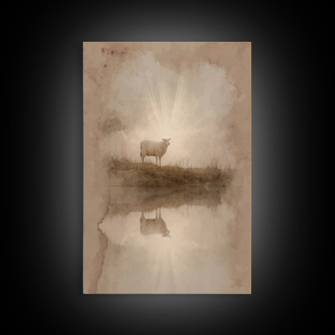 Lamb Of Morning Light – Framed Canvas Print – Christian Art Canvas – Christian Wall Art – Christian Gift Ideas – Christian Art – Jesus Pain