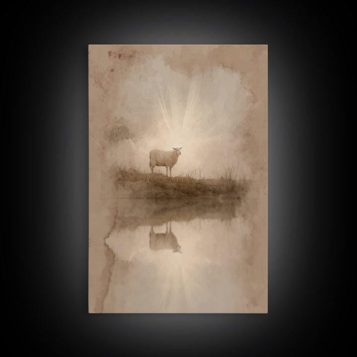 Lamb Of Morning Light – Framed Canvas Print – Christian Art Canvas – Christian Wall Art – Christian Gift Ideas – Christian Art – Jesus Pain