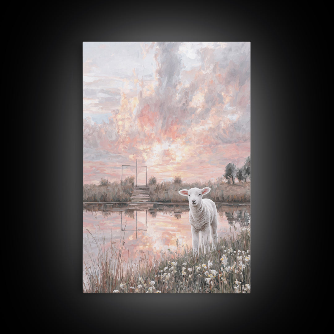 Lamb of Peace | Framed Canvas Print | Christian Wall Art | Christian Art Canvas | Jesus Painting | Christian Christmas Art
