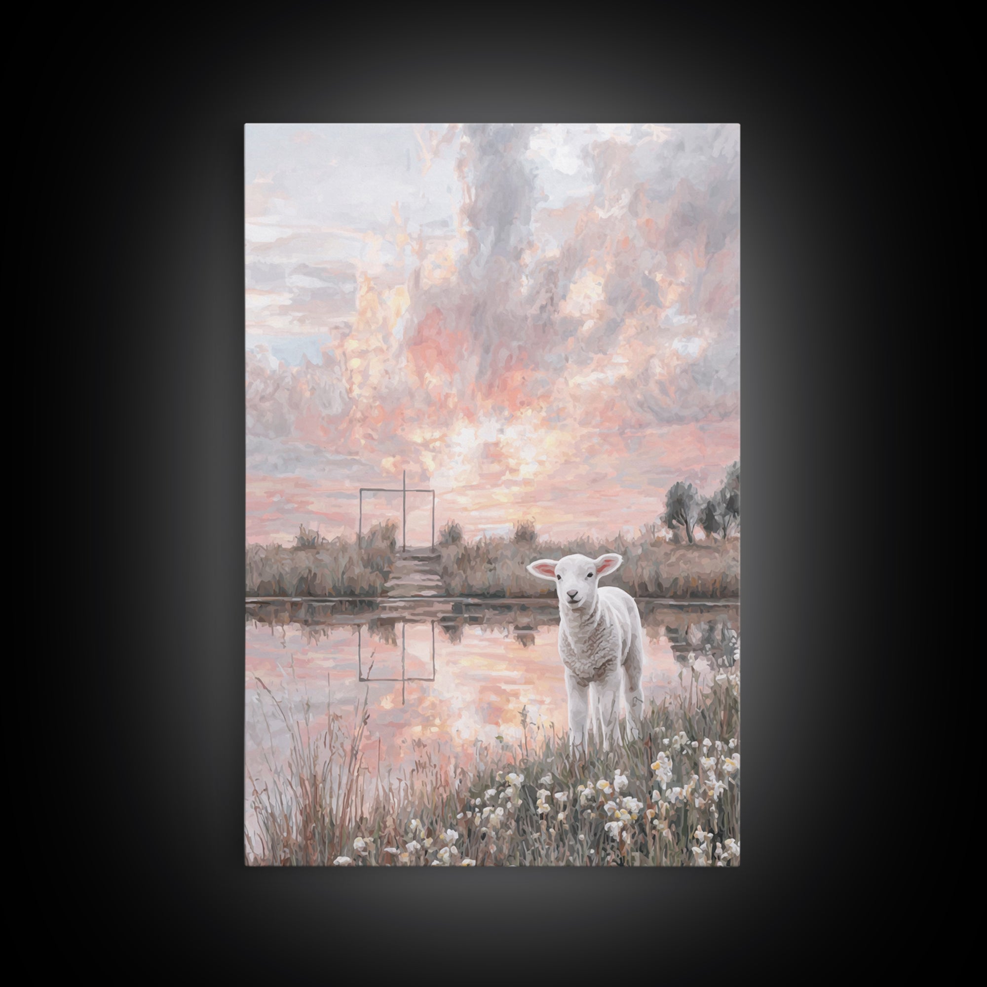 Lamb of Peace | Framed Canvas Print | Christian Wall Art | Christian Art Canvas | Jesus Painting | Christian Christmas Art
