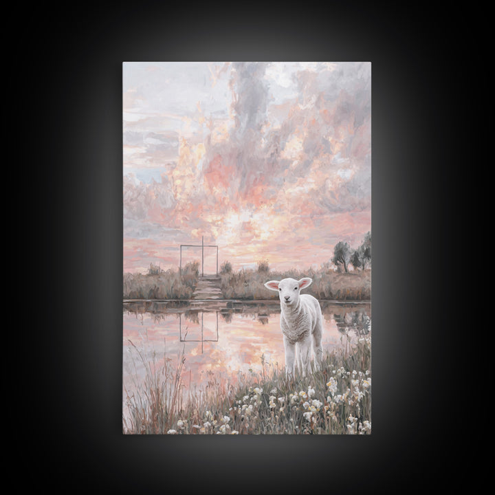 Lamb of Peace | Framed Canvas Print | Christian Wall Art | Christian Art Canvas | Jesus Painting | Christian Christmas Art