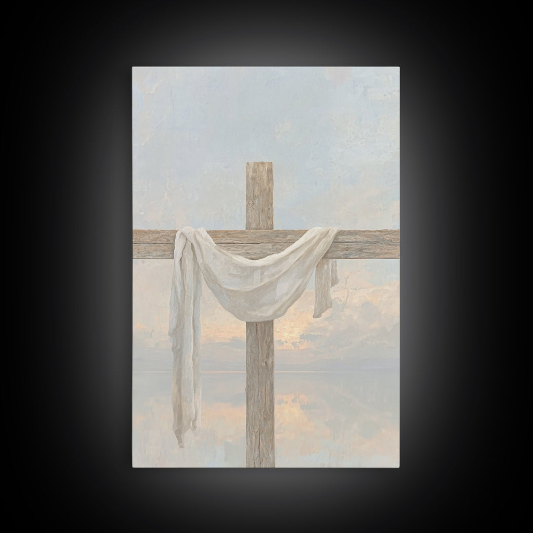 Cross of Renewal, Framed Canvas Print, Christian Wall Art, Christian Art Canvas, Christian Painting, Christian Christmas Art