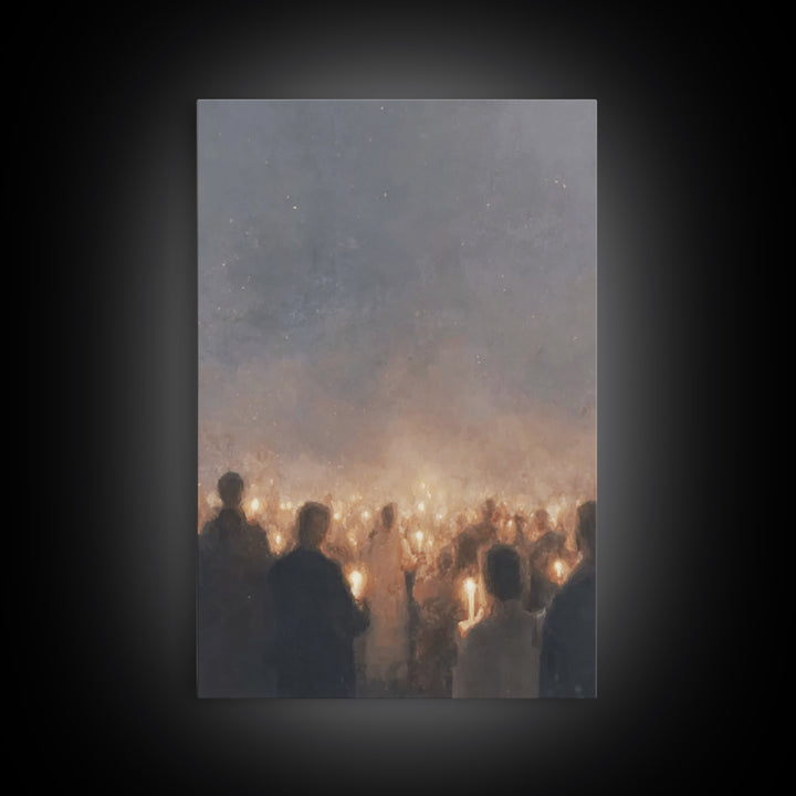 Midnight Vigil – Framed Canvas Print – Christian Wall Art – Christian Art Canvas – Christian Christmas Art – Jesus Painting – Vintage Chris