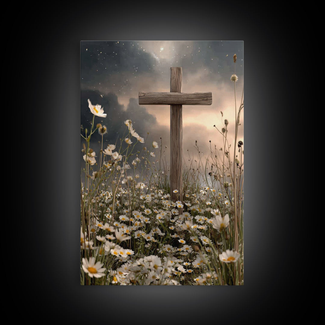 Nightfall Mercy – Framed Canvas Print – Christian Wall Art – Christian Art Canvas – Christian Painting – Christian Christmas Art