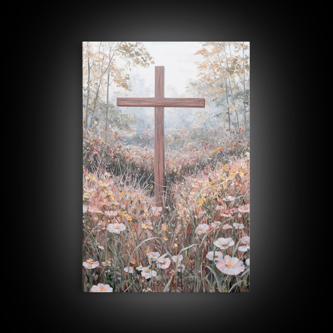 Blooming Redemption – Framed Canvas Print – Christian Art Canvas – Christian Wall Art – Christian Painting – Christian Christmas Art