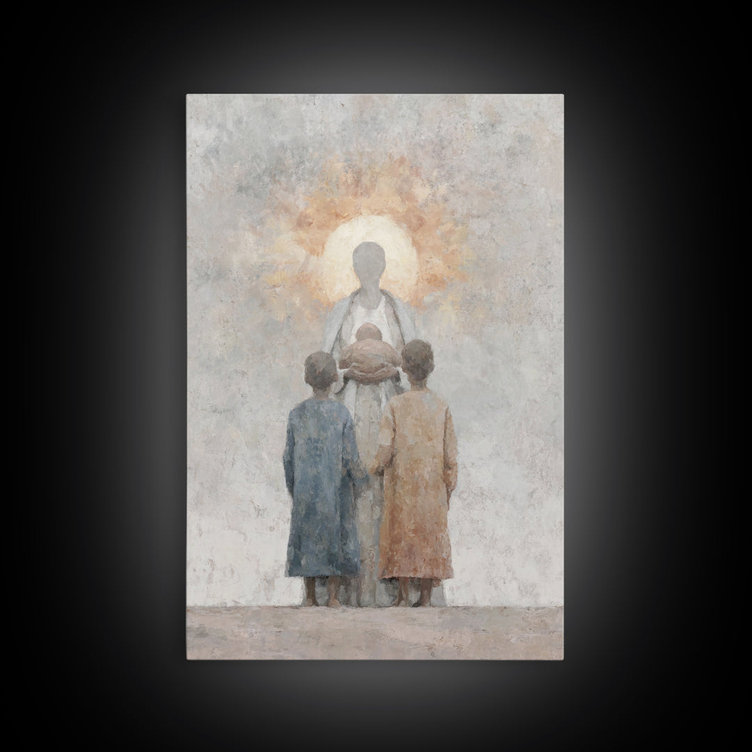 Holy Embrace, Framed Canvas Print, Christian Art Canvas, Christian Wall Art, Christian Art Work, Christian Christmas Art