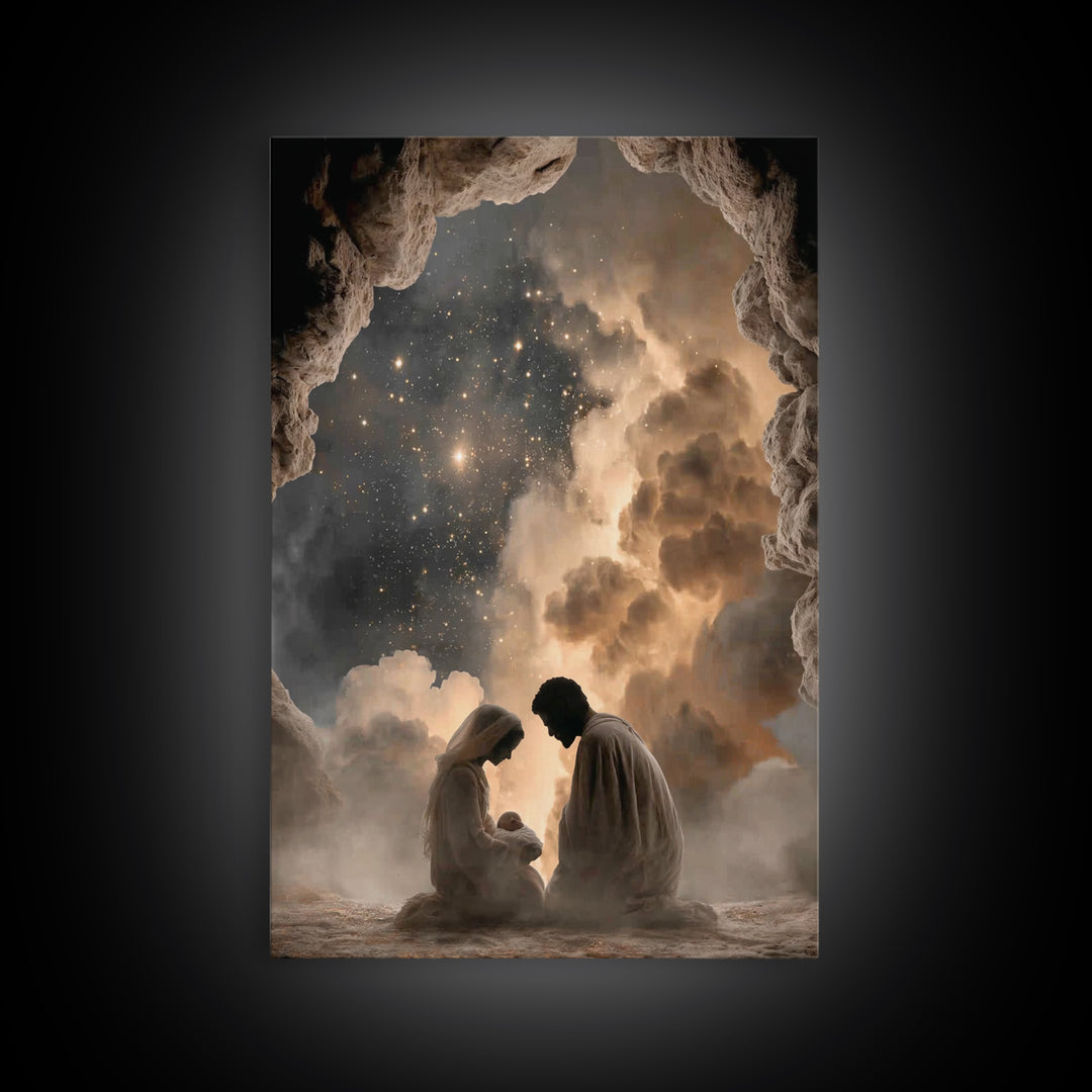 Nativity Night | Framed Canvas Print | Christian Wall Art | Christian Art Canvas | Jesus Christmas Art | Christian Painting