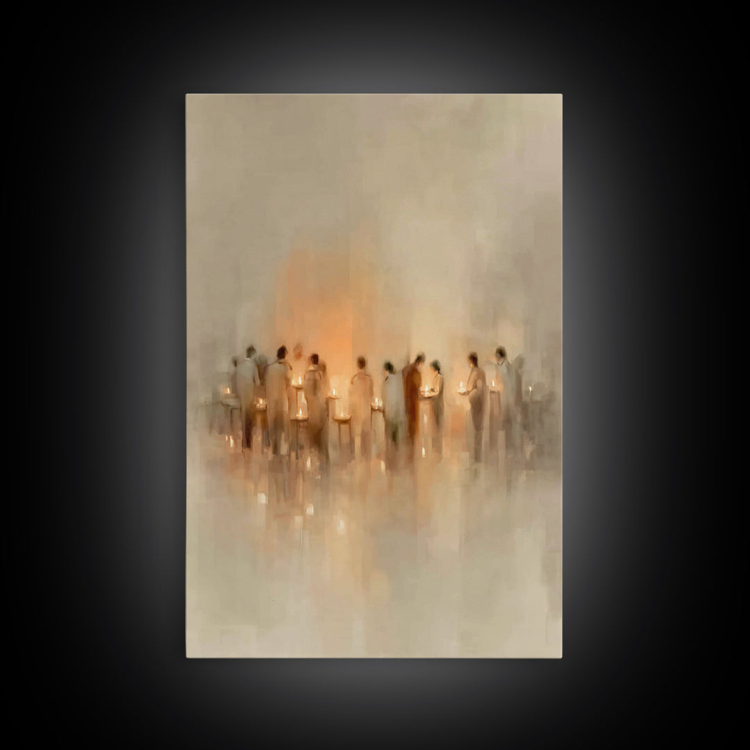 Gentle Candle Circle | Framed Canvas Print | Christian Art | Christian Art Canvas | Minimalist Christian Art | Christian Wall Art | Christm