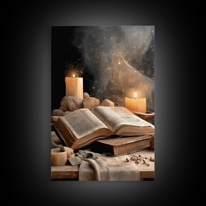 Scripture And Flame - Framed Canvas Print - Christian Wall Art - Jesus Painting - Christian Decor - Christian Art Canvas - Christmas Art