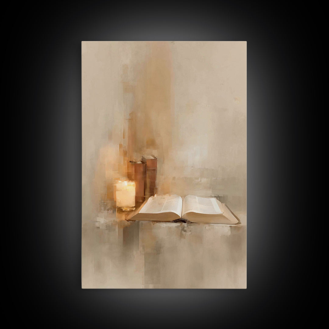 Sacred Reading Light – Framed Canvas Print – Christian Wall Art – Christian Art Canvas – Vintage Christian Art – Christian Painting – Chris