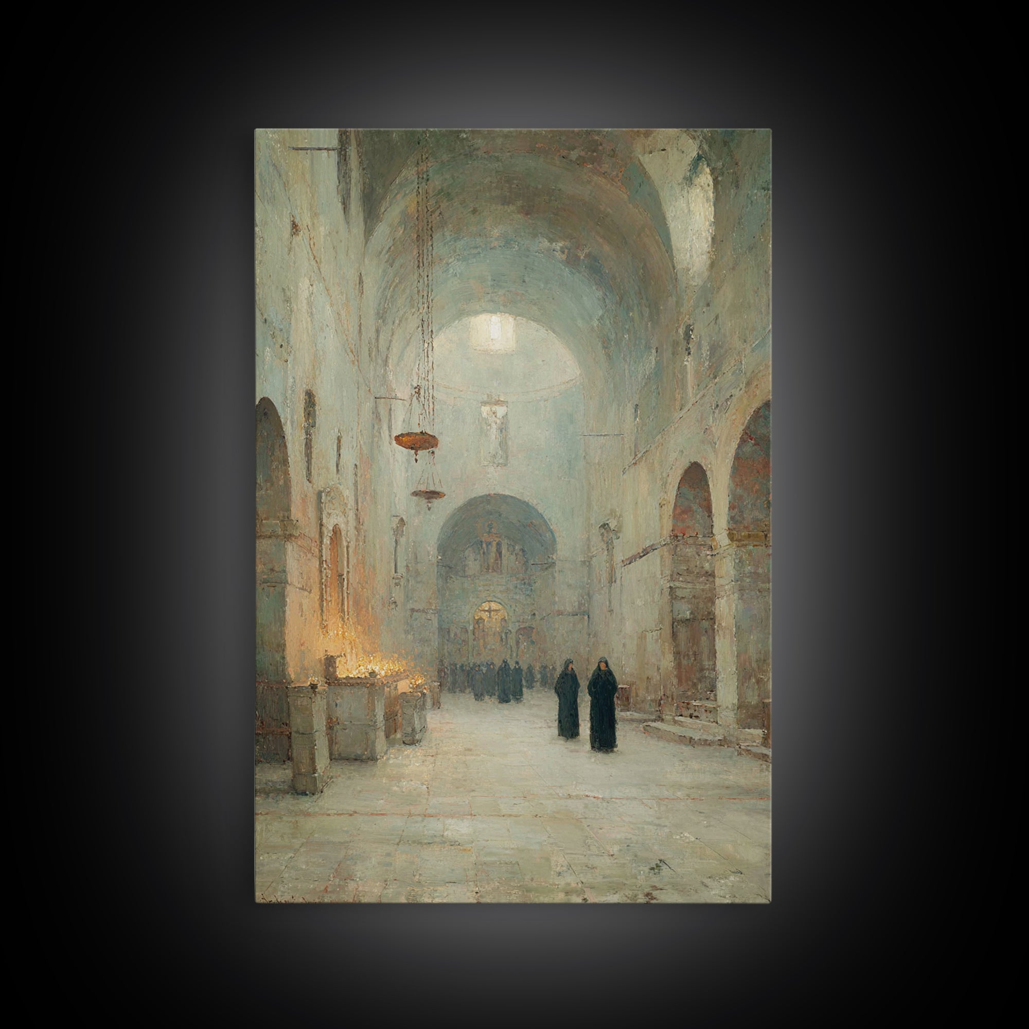Hallowed Sanctuary Stillness – Framed Canvas Print – Christian Wall Art – Christian Art Print – Vintage Christian Art – Christian Art Canva