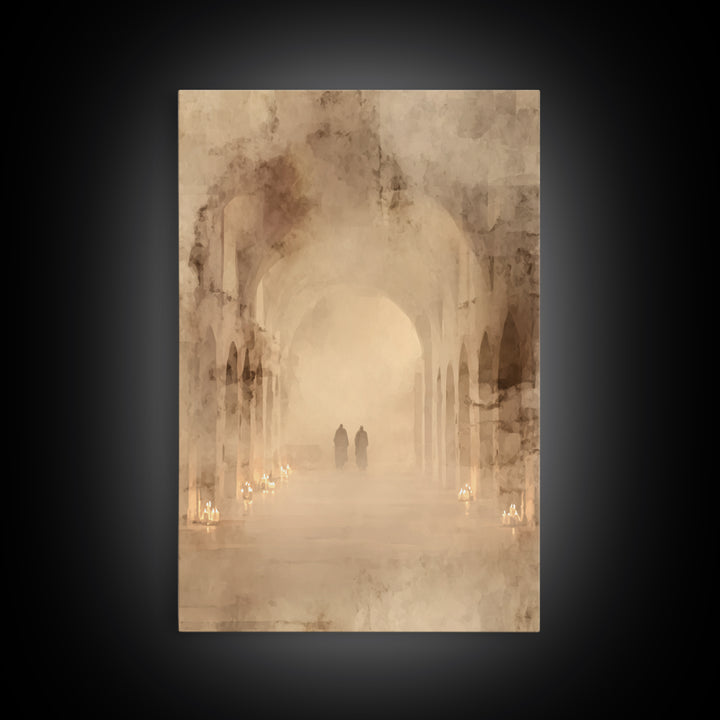 Silent Cloister Haze – Framed Canvas Print – Christian Wall Art – Minimalist Christian Art – Subtle Christian Art – Christian Painting – Ch