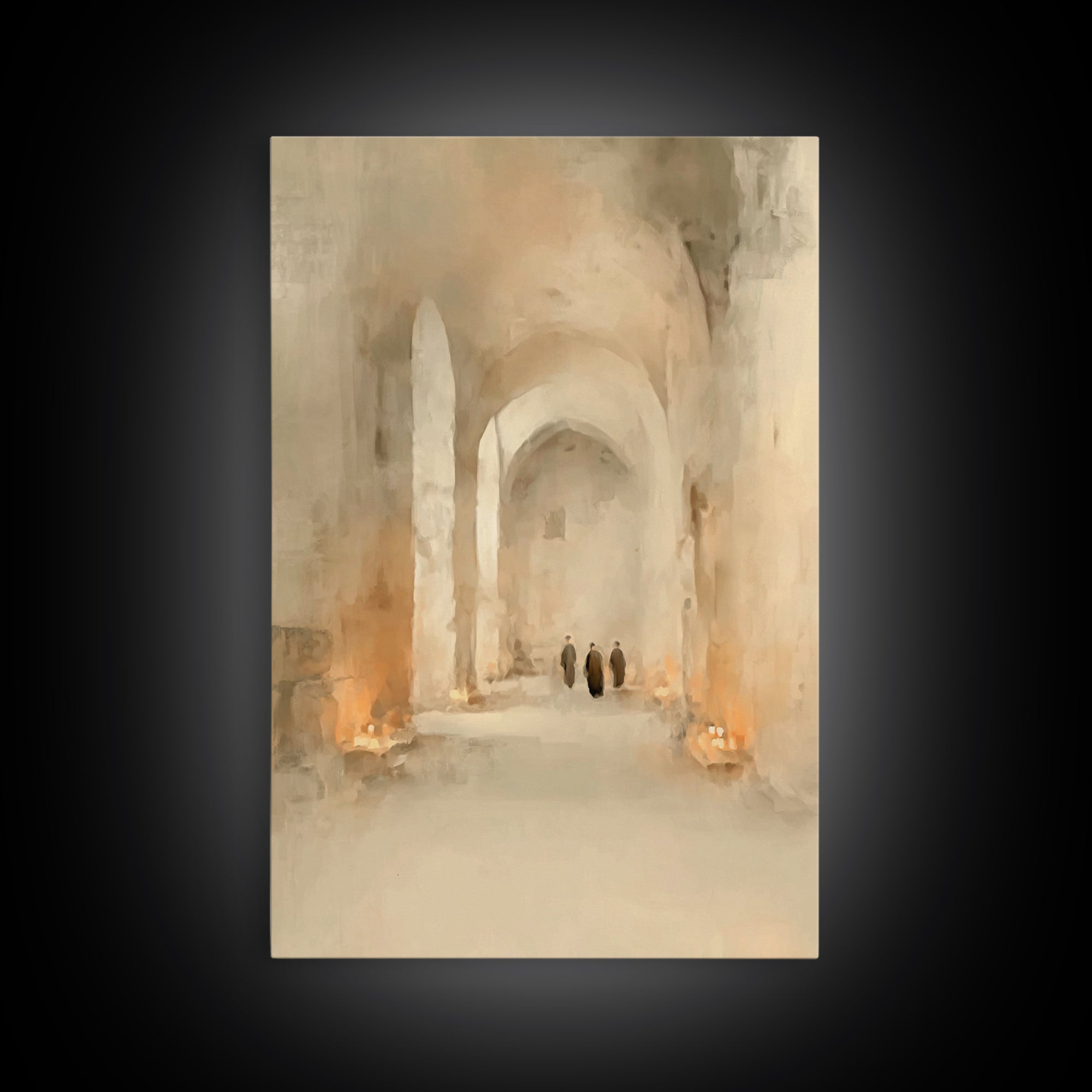 Sacred Hall Glow – Framed Canvas Print – Christian Wall Art – Moody Christian Art – Christian Art Canvas – Subtle Christian Art – Christian