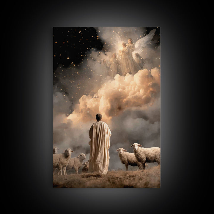 Angelic Glory Sky | Framed Canvas Print | Christian Christmas Art | Christmas Wall Art | Christian Art Canvas | Jesus Christmas Art | Chris