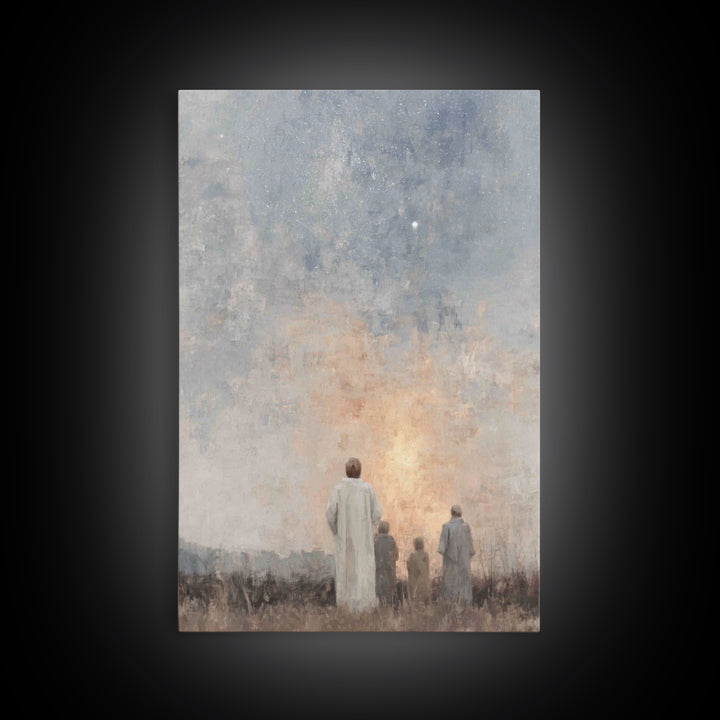 Skyward Wonder – Framed Canvas Print – Christmas Art Prints – Christian Wall Art – Christian Art Canvas – Christian Christmas Art – Vintage