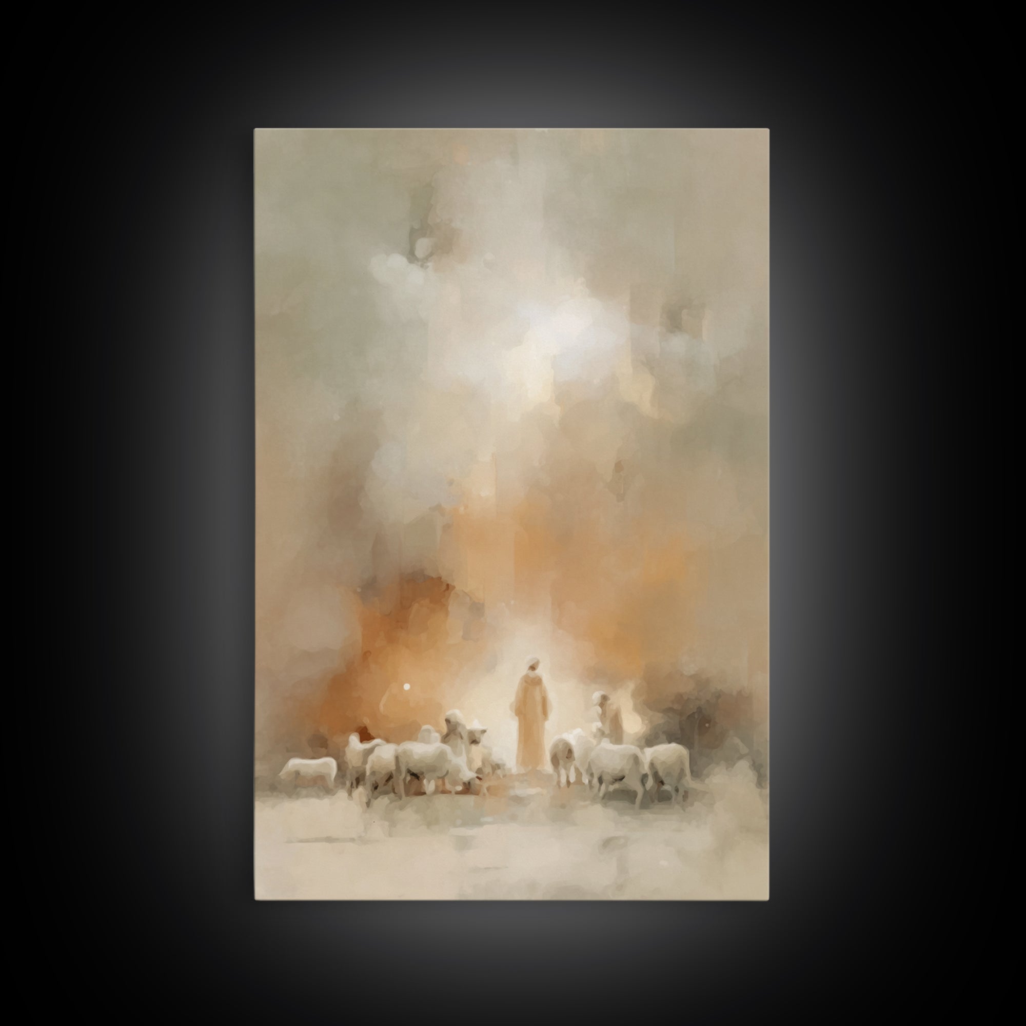 Shepherds Of Light | Framed Canvas Print | Christian Wall Art | Christian Art Canvas | Christian Christmas Art | Christmas Art Work | Chris