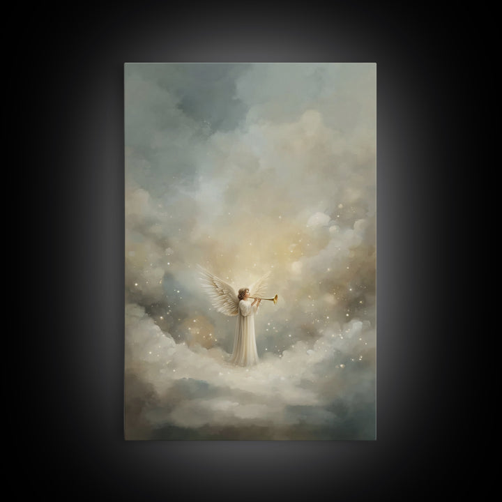 Herald Of Heaven, Framed Canvas Print, Christian Art Canvas, Christian Wall Art, Angel Art, Christmas Wall Art, Christian Christmas Art