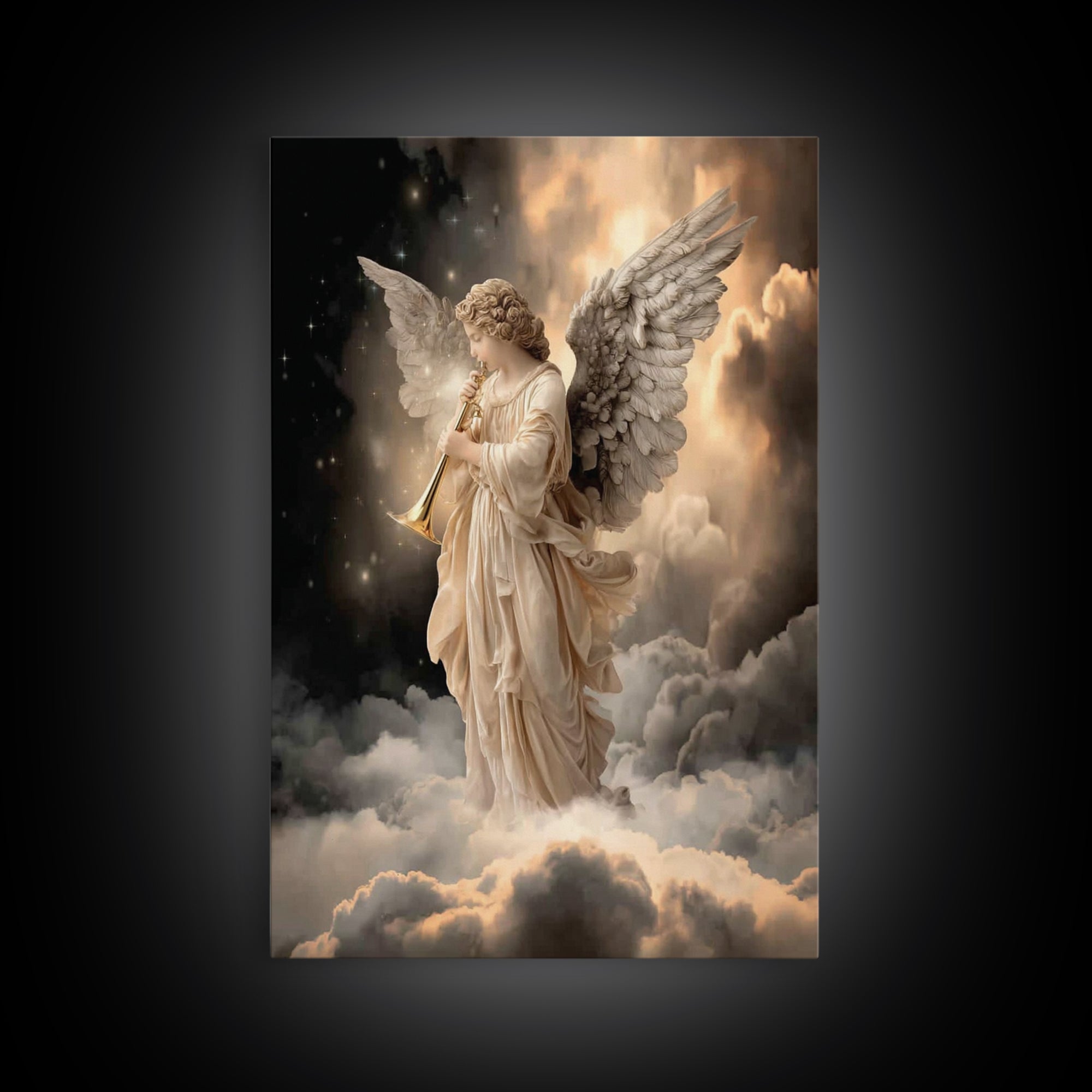 Trumpet Of Glory | Framed Canvas Print | Christian Art Canvas | Christian Wall Art | Modern Christian Art | Christmas Art Work | Christian
