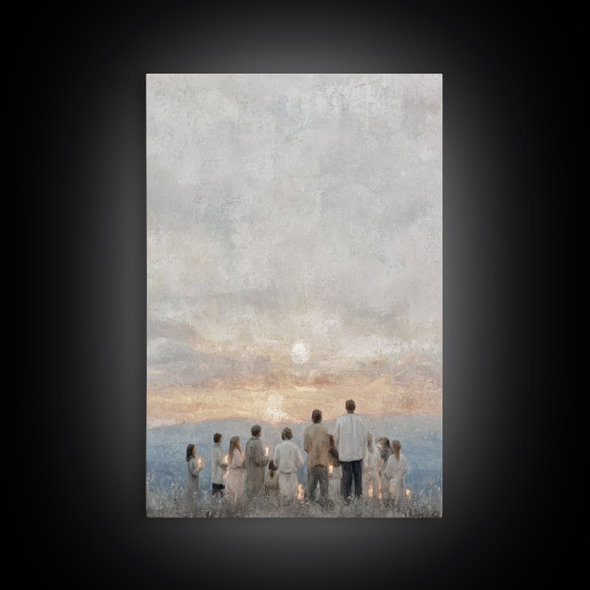 Early Light Gathering, Framed Canvas Print, Christian Wall Art, Christian Art Painting, Minimalist Christian Art, Christmas Art Framed, Chr