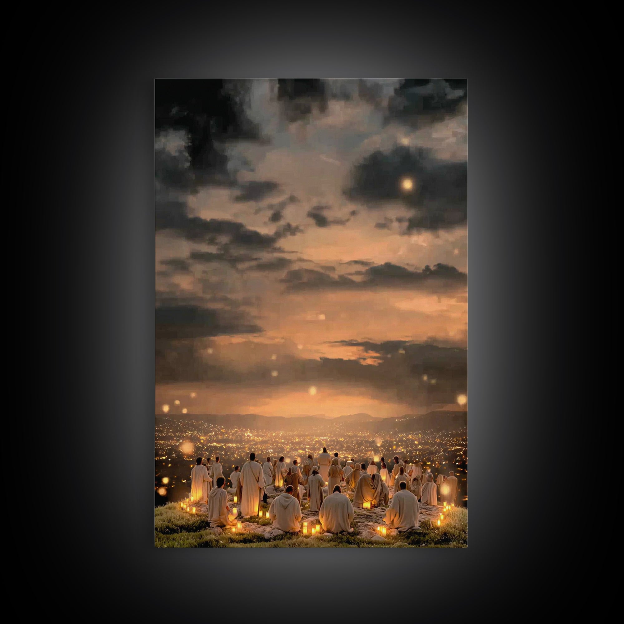 Eternal Night Glow, Framed Canvas Print, Christian Wall Art, Christian Christmas Art, Modern Christian Art, Christmas Art Work, Christian D
