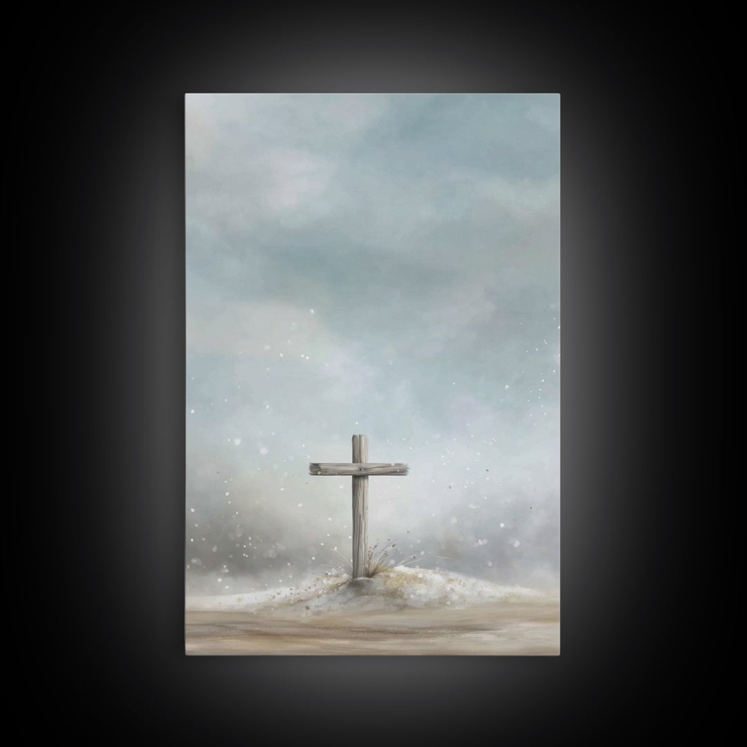 Silent Hill Prayer, Framed Canvas Print, Christian Art Prints, Christian Wall Art, Moody Christian Art, Christian Christmas Art, Christian