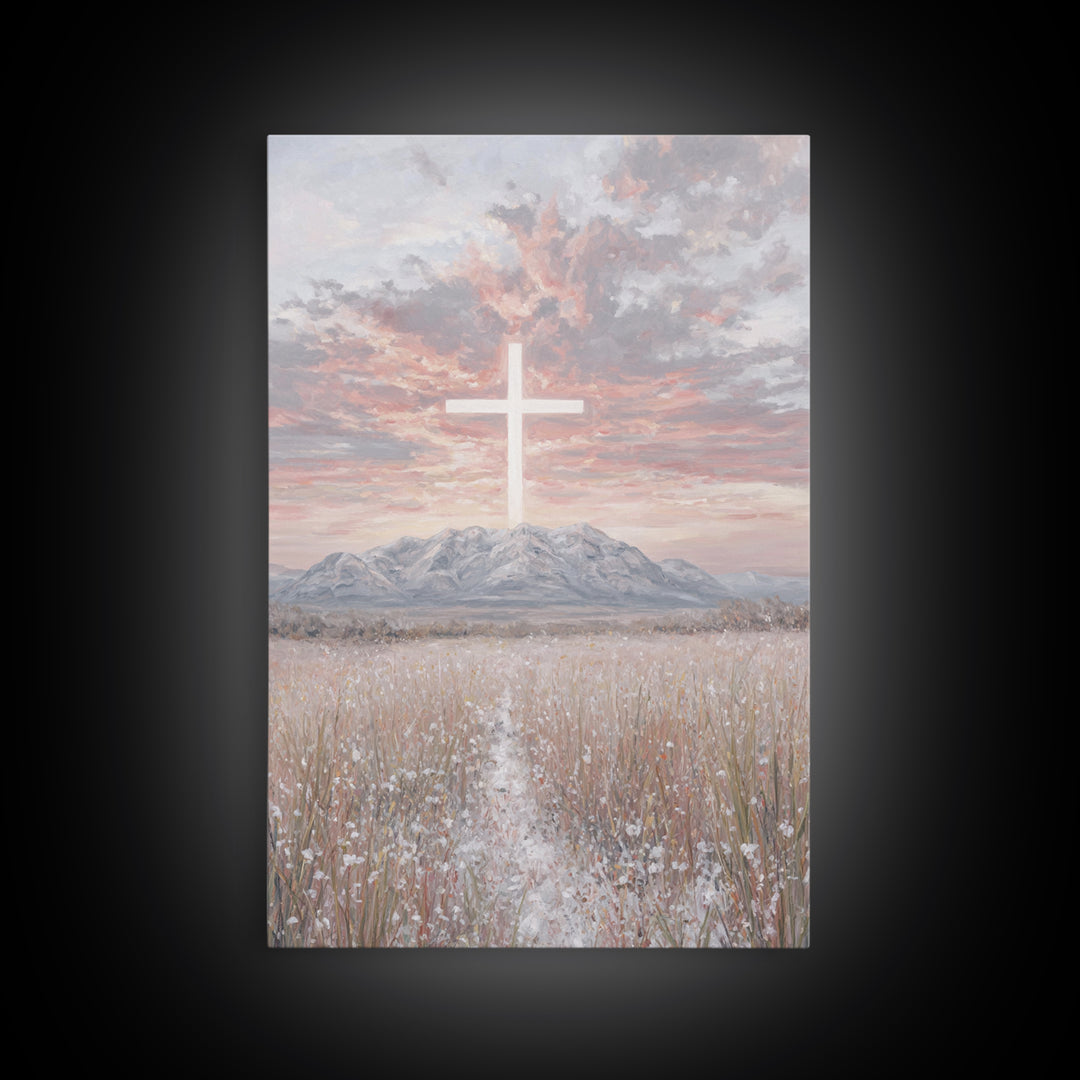 Field Of Mercy | Framed Canvas Print | Christian Wall Art | Christian Art Canvas | Minimalist Christian Art | Christian Paintings | Christi