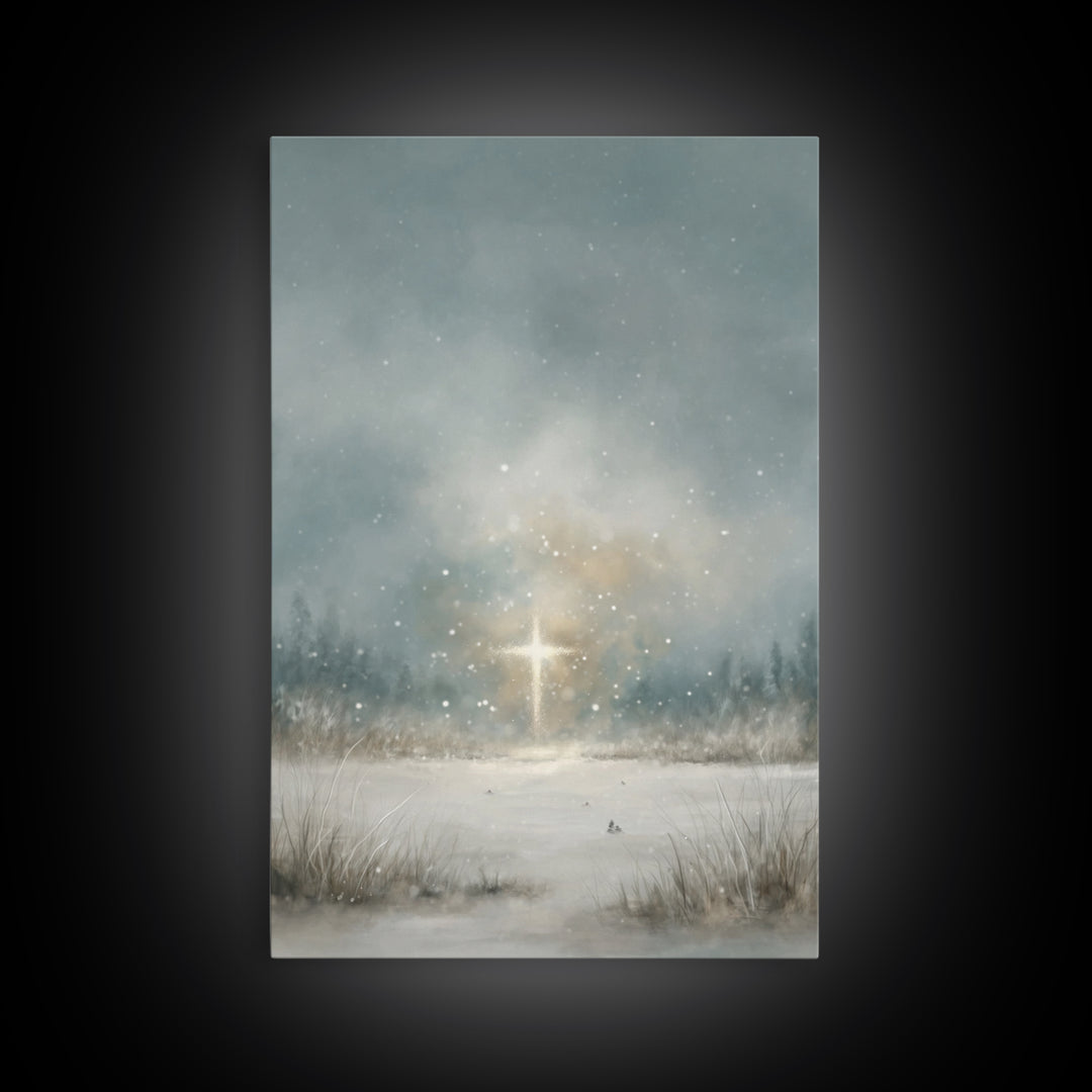 Radiant Summit Cross, Framed Canvas Print, Christian Art Canvas, Christian Wall Art, Modern Christian Art, Christian Art Work, Christian Ch