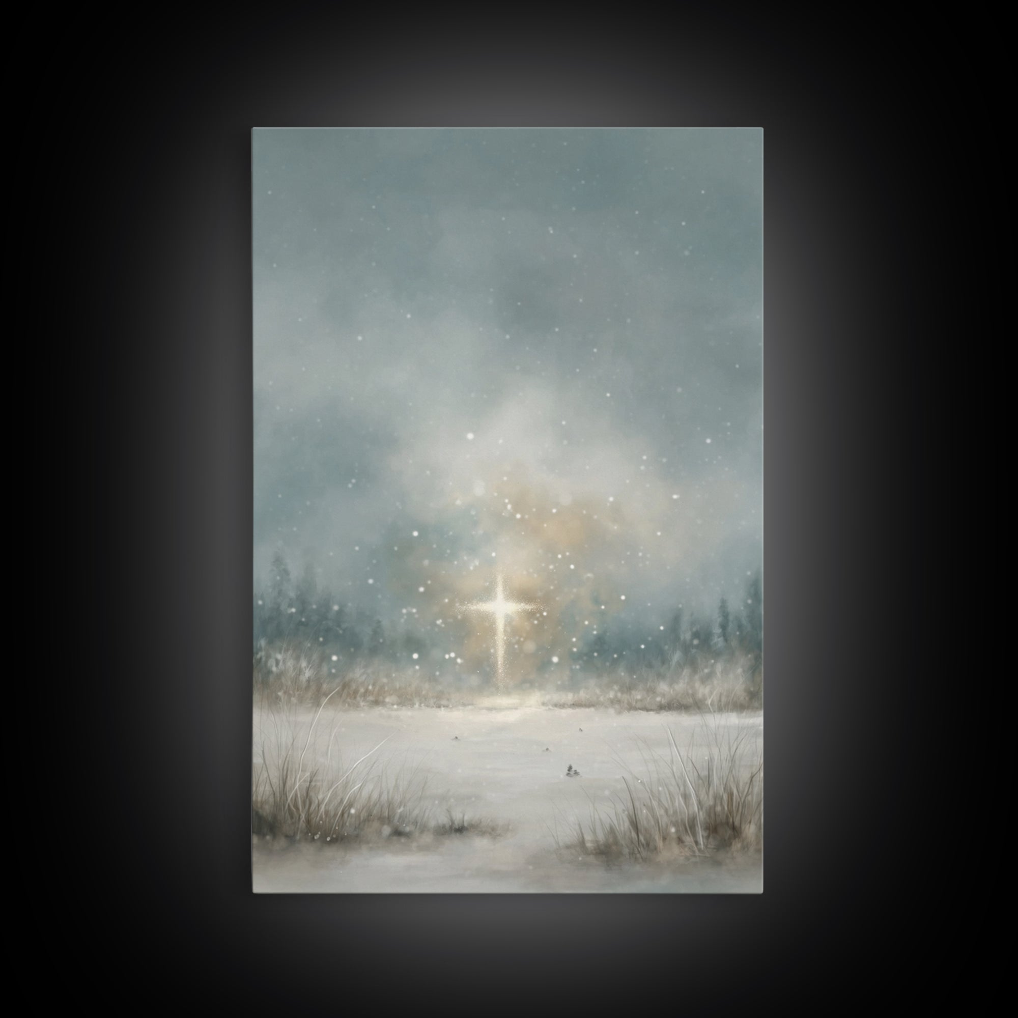 Radiant Summit Cross, Framed Canvas Print, Christian Art Canvas, Christian Wall Art, Modern Christian Art, Christian Art Work, Christian Ch