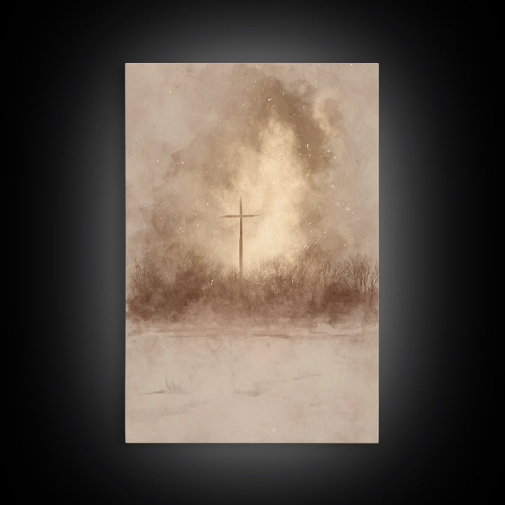 Dawn Of Mercy | Framed Canvas Print | Christian Art Canvas | Christian Wall Art | Moody Christmas Art | Christian Gift