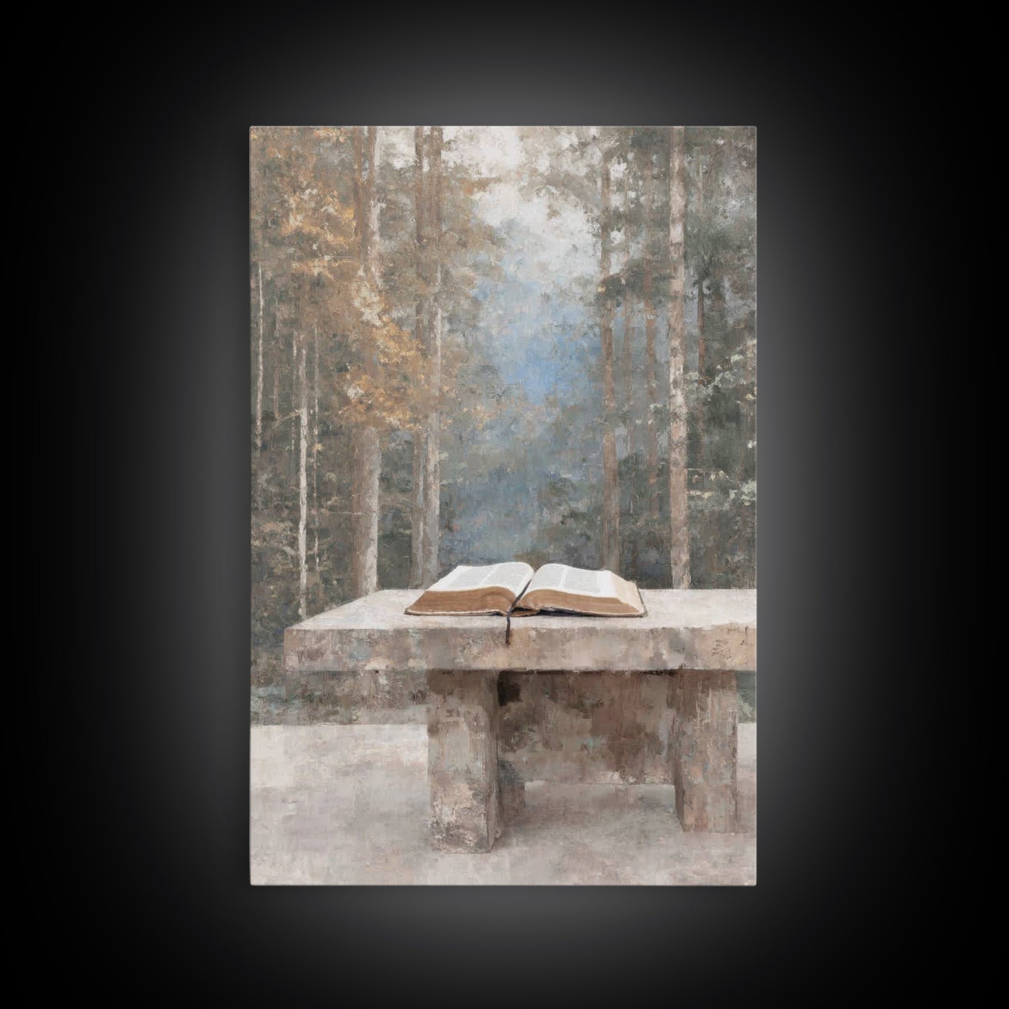 Quiet Scripture Table, Framed Canvas Print, Christian Wall Art, Christian Art Canvas, Christian Gift, Subtle Christian Art