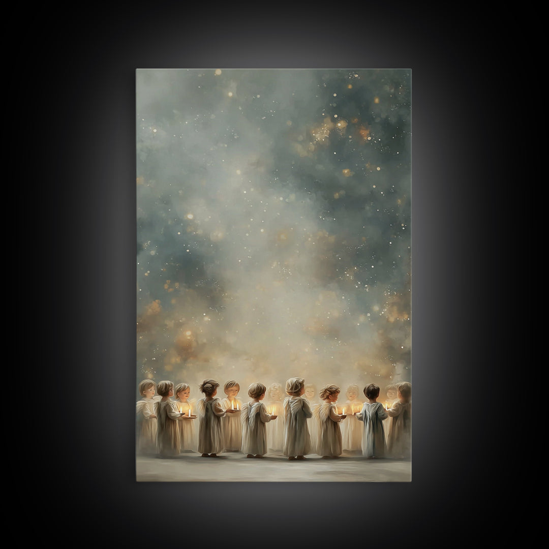 Circle Of Angels – Framed Canvas Print – Christian Wall Art – Christian Art Canvas – Christmas Art – Christian Christmas Decor