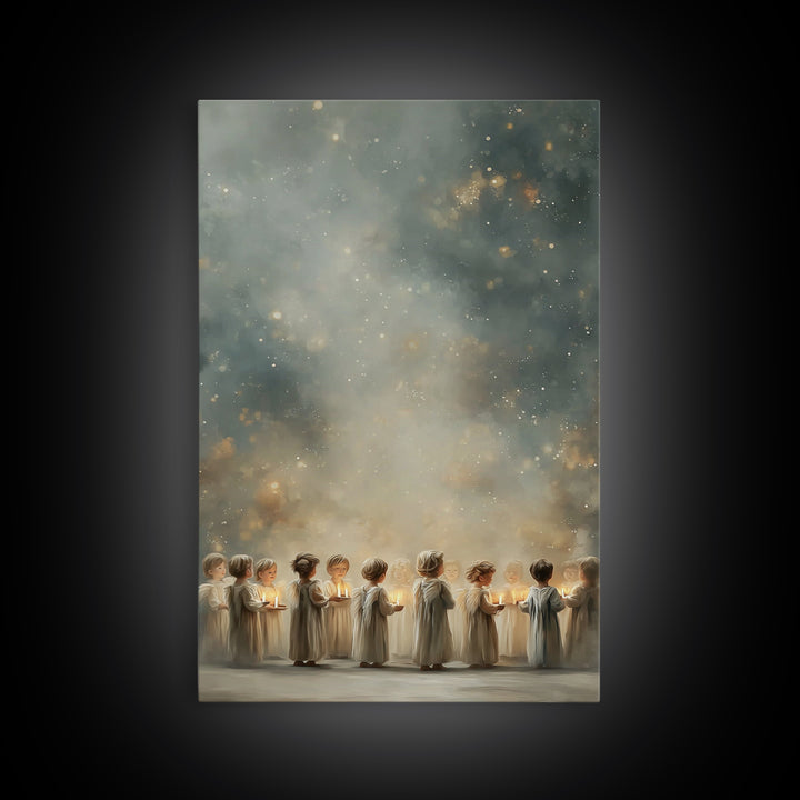 Circle Of Angels – Framed Canvas Print – Christian Wall Art – Christian Art Canvas – Christmas Art – Christian Christmas Decor