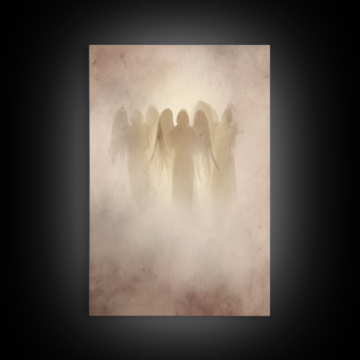 Veiled Guardians – Framed Canvas Print – Christian Art Canvas – Christian Wall Art – Minimalist Christian Art – Christian Decor – Christian