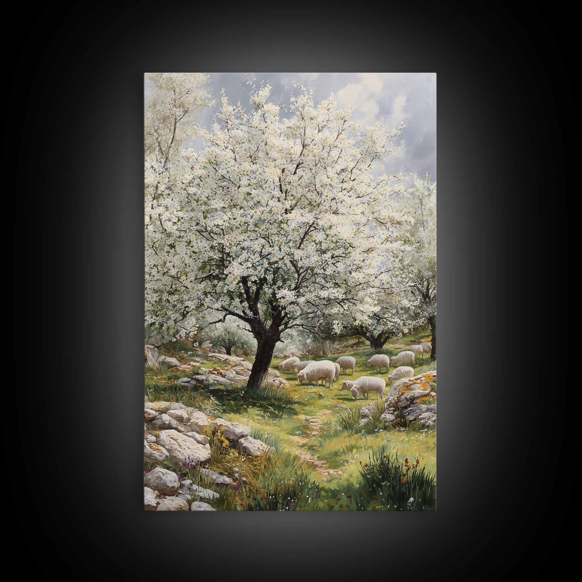Pastoral Morning Grace, Framed Canvas Print, Christian Art Canvas, Christian Wall Art, Christian Christmas Art, Jesus Painting