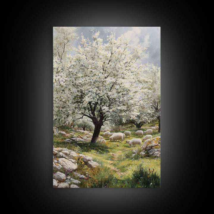 Pastoral Morning Grace, Framed Canvas Print, Christian Art Canvas, Christian Wall Art, Christian Christmas Art, Jesus Painting