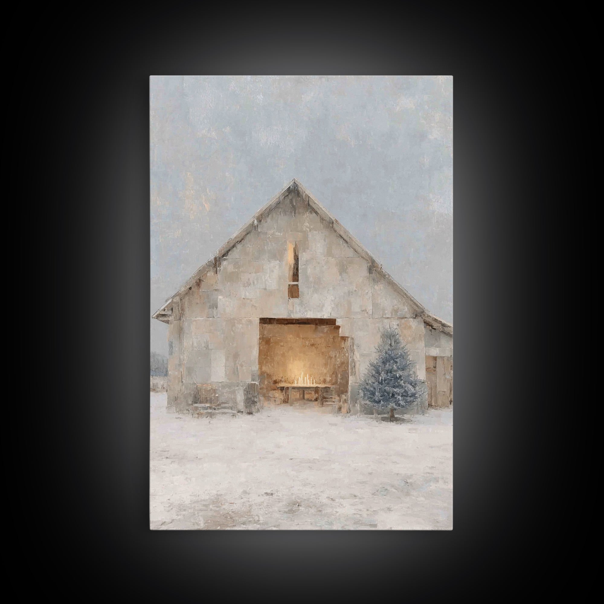 Holy Night Stable, Framed Canvas Print, Christian Christmas Art, Christmas Wall Art, Christian Art Canvas, Jesus Christmas Art, Christmas A