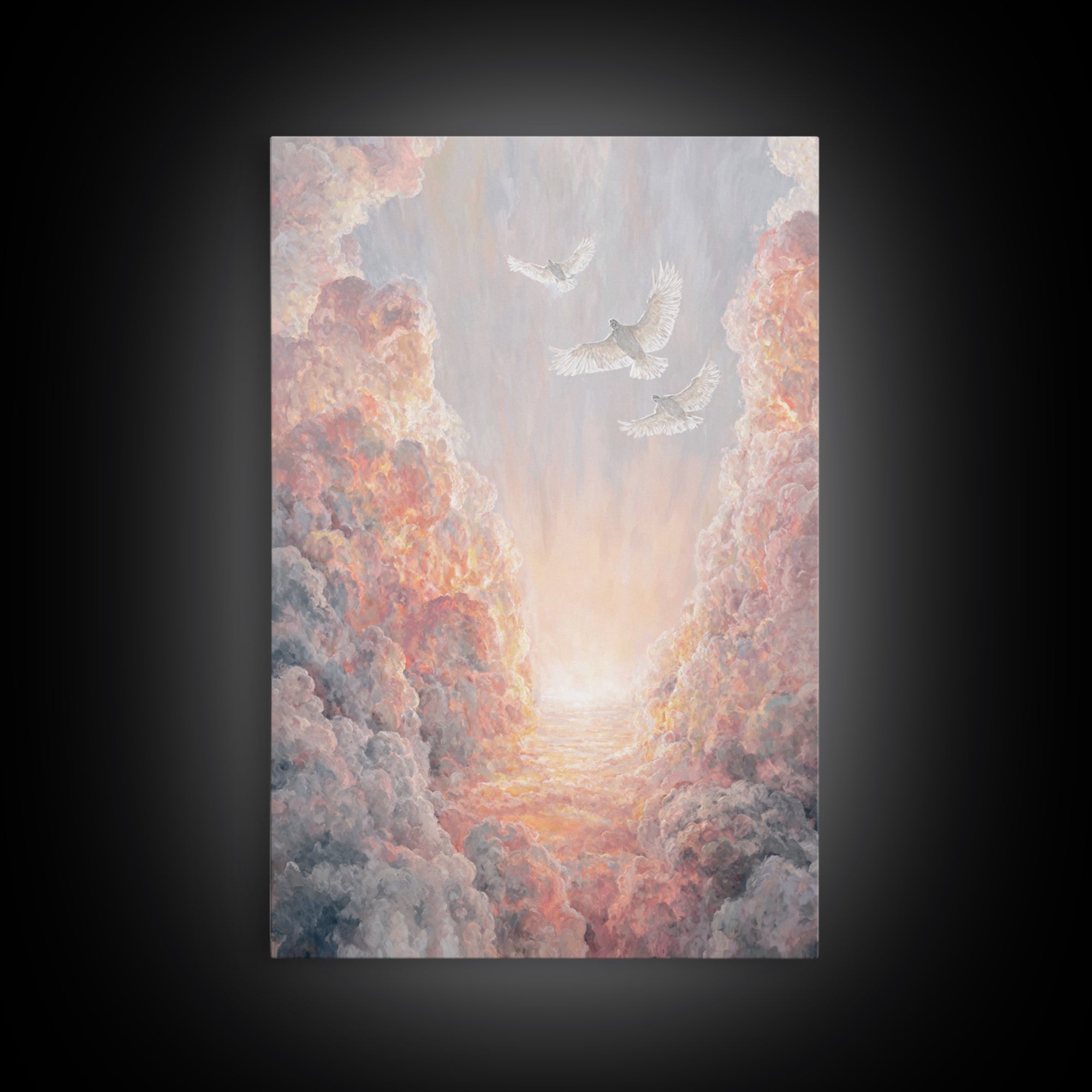 Doves Of Heaven – Framed Canvas Print – Christian Wall Art – Christian Art Canvas – Christmas Art – Christian Decor – Christian Gift Ideas