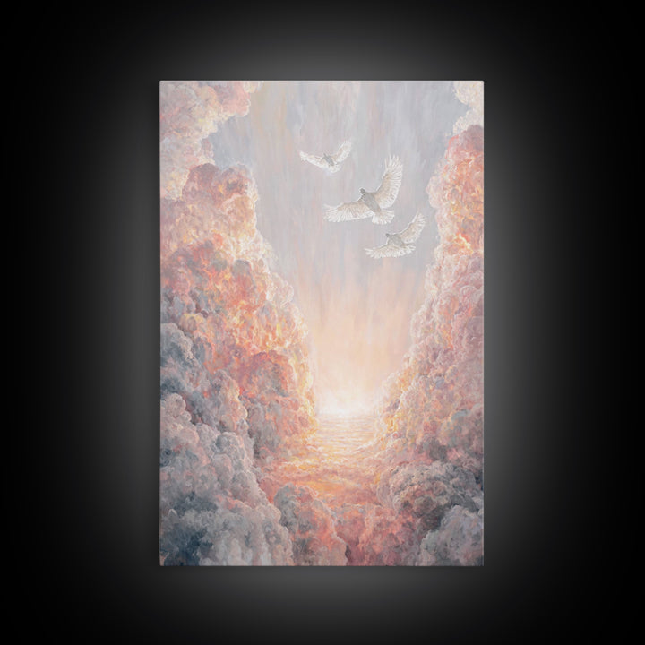 Doves Of Heaven – Framed Canvas Print – Christian Wall Art – Christian Art Canvas – Christmas Art – Christian Decor – Christian Gift Ideas