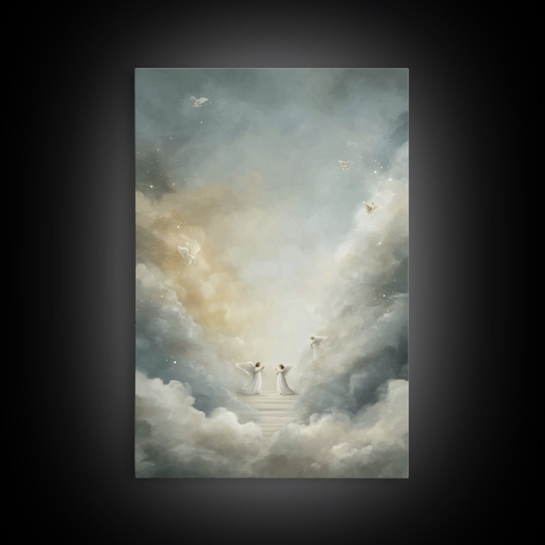 Heavenly Watch – Framed Canvas Print – Christian Art Canvas – Christian Wall Art – Christmas Art – Christian Gift Ideas – Christian Decor