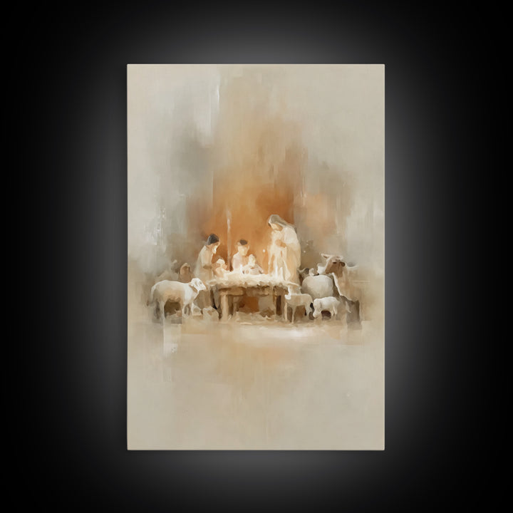 Holy Nativity – Framed Canvas Print – Christian Christmas Art – Christian Wall Art – Christmas Art Prints – Christian Decor – Christian Gif