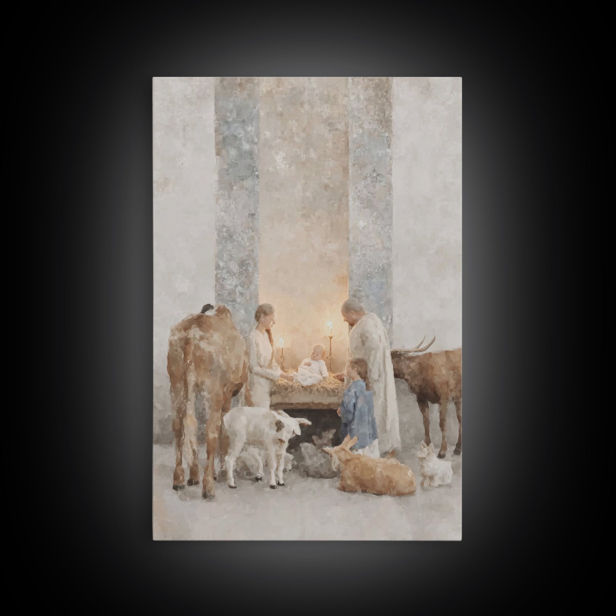 Manger Glory – Framed Canvas Print – Christian Wall Art – Christian Art Canvas – Christmas Wall Art – Christian Christmas Decor – Christian