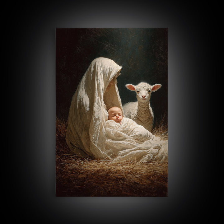 Radiant Child Promise – Framed Canvas Print – Christian Wall Art – Christian Christmas Art – Jesus Painting – Christmas Art Framed – Christ