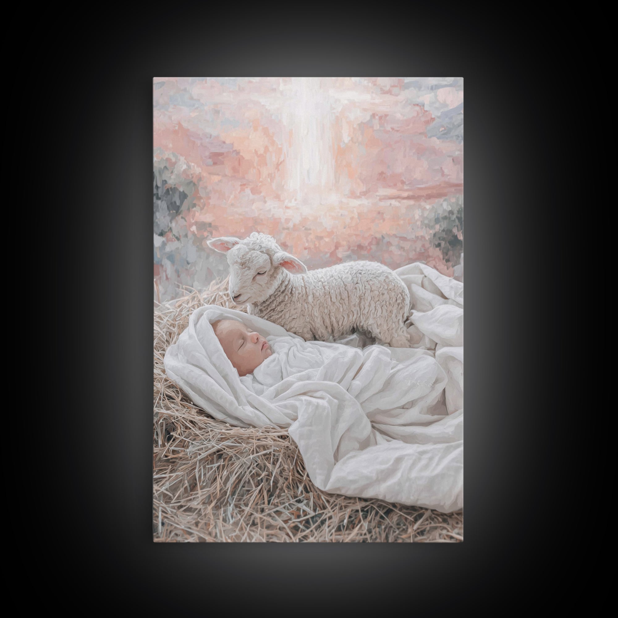 Divine Dawn Rest | Framed Canvas Print | Christian Art Canvas | Jesus Christmas Art | Christian Wall Art | Modern Christian Art | Christmas