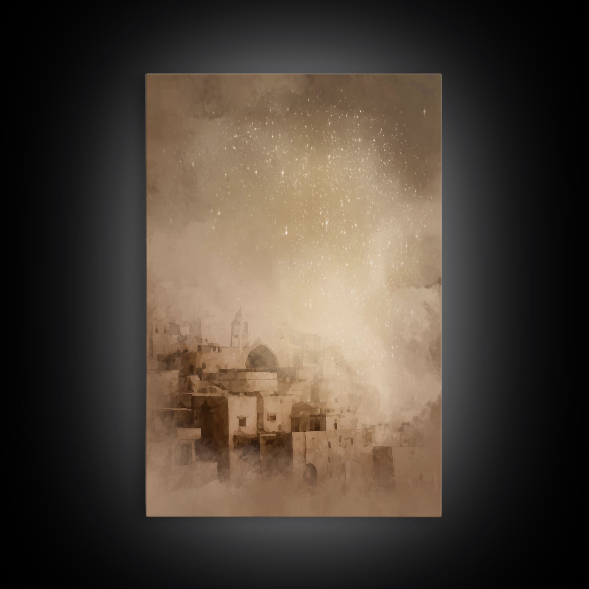 Holy City Morn – Framed Canvas Print – Christian Art Print – Christmas Canvas Wall Art – Christian Christmas Decorations – Christian Wall A